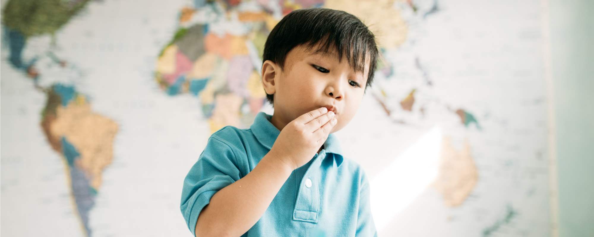Student learning about food from all over the world.
